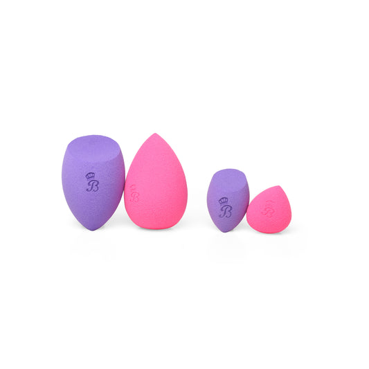 Flawless blenders combo – teardrop pink sponge and flat cut purple spong
