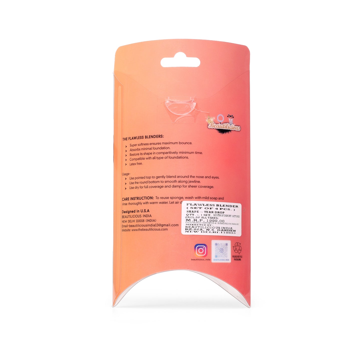 Beautilicious multicolor teardrop beauty blender set