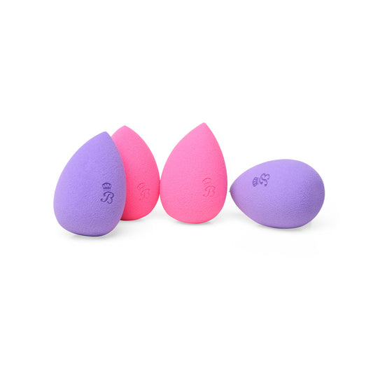 Beautilicious teardrop multicolor beauty blenders, 4-piece set, latex-free, professional foundation application