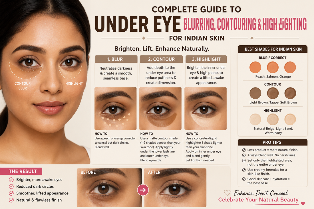 Complete Guide to Under Eye Blurring, Contouring & Highlighting for Indian Skin