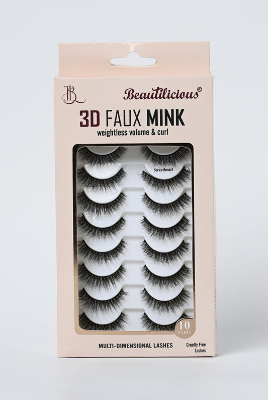 3D FAUX MINK LASHES: SWEETHEART (10 PAIRS)