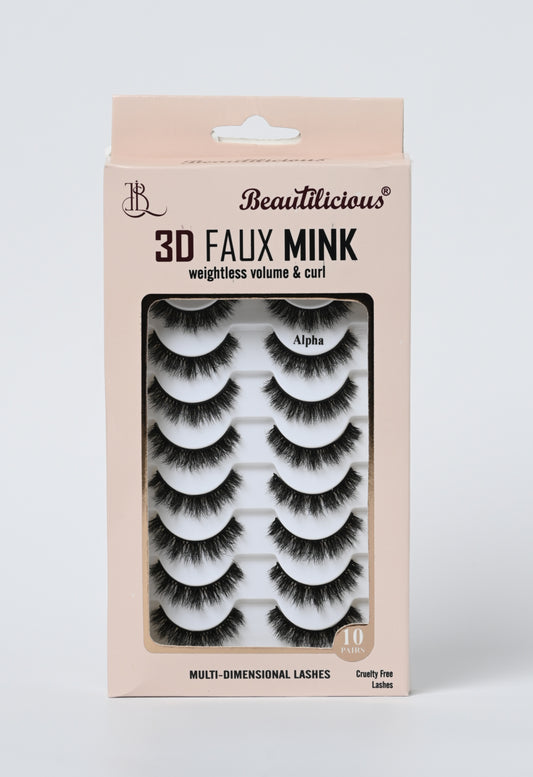 3D FAUX MINK LASHES: ALPHA (10 PAIRS)