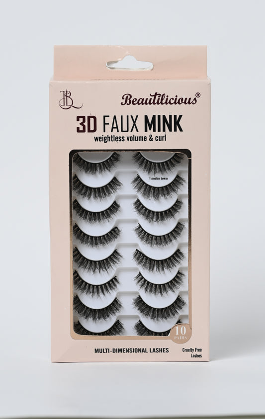 3D FAUX MINK LASHES: LONDON TOWN (10 PAIRS)