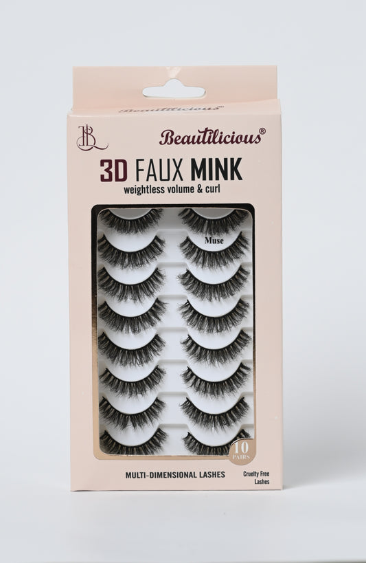 3D FAUX MINK LASHES: MUSE (10 PAIRS)