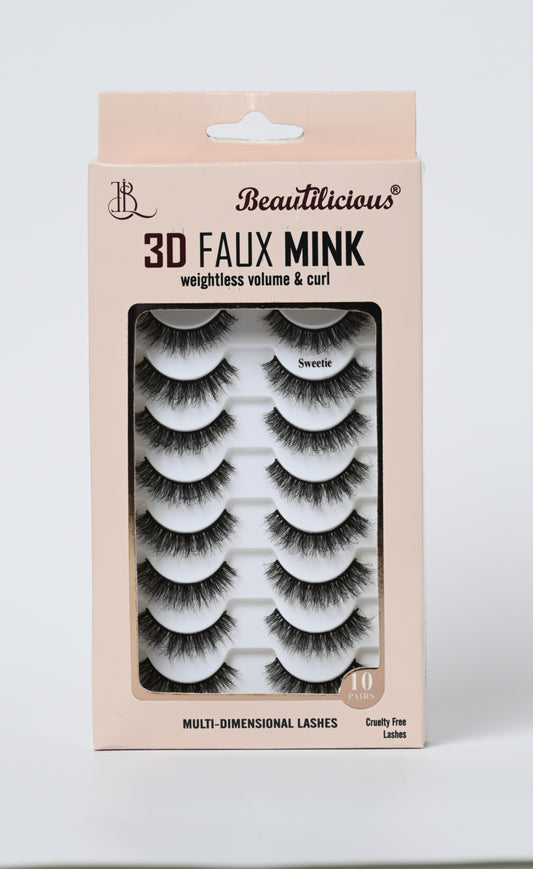 3D FAUX MINK LASHES: SWEETIE (10 PAIRS)