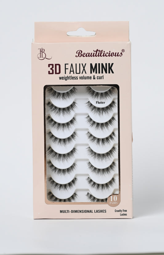 3D FAUX MINK LASHES: FLUTTER (10 PAIRS)
