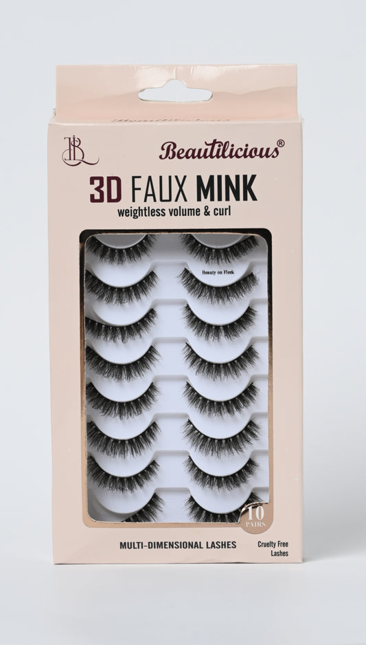 3D FAUX MINK LASHES: BEAUTY ON FLEEK (10 PAIRS)