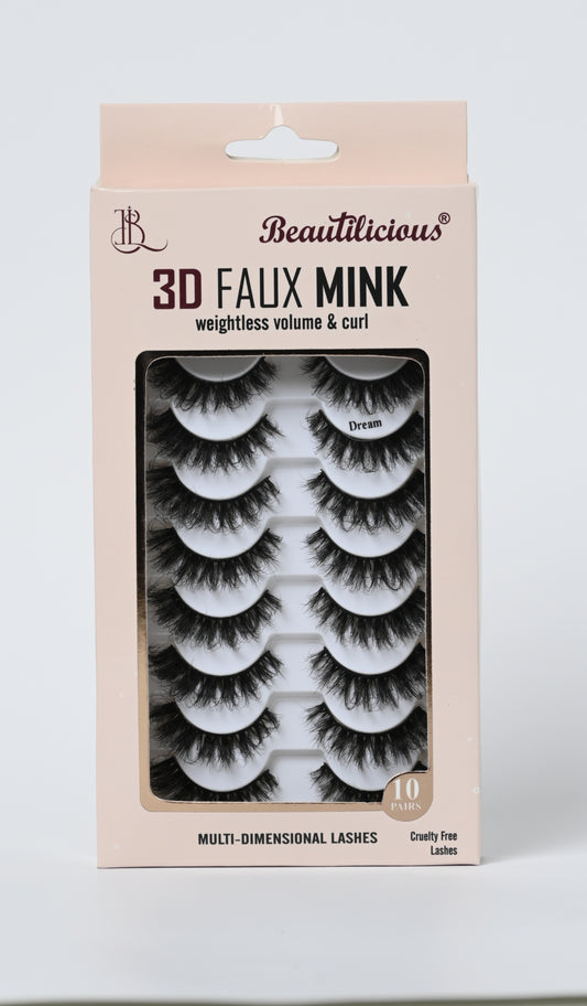 3D FAUX MINK LASHES: DREAM (10 PAIRS)