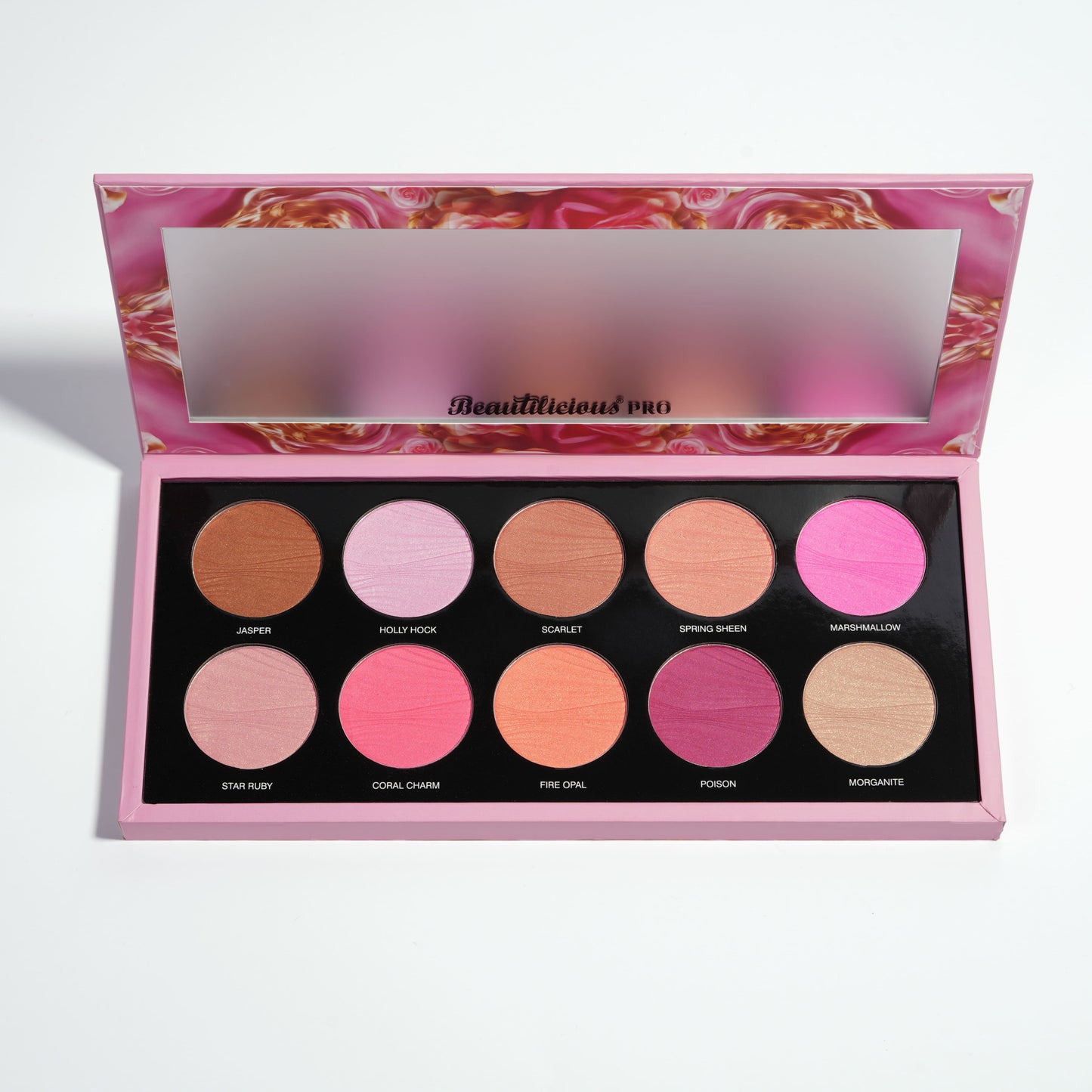 Professional Beautilicious blush palette with soft matte and shimmer shades for radiant cheeks