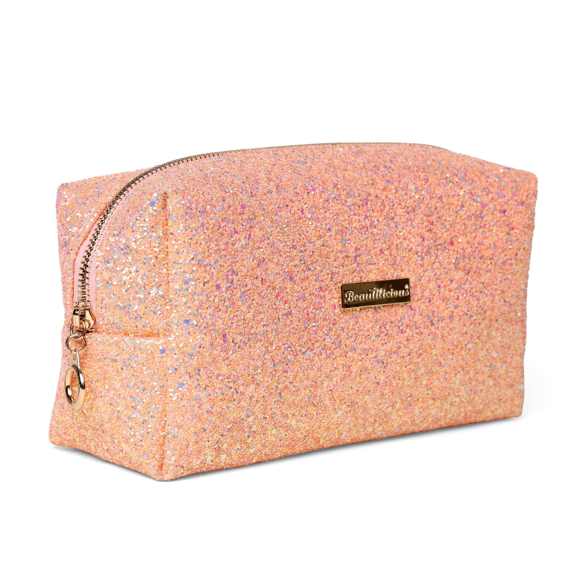 Professional 27-Piece Makeup Brush Set With Pink Glam Glittery Pouch.