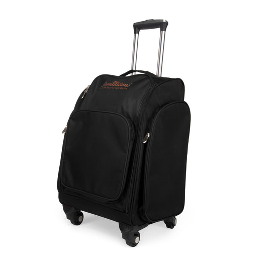 Beautilicious black trolly vanity bag with wheels for easy travel