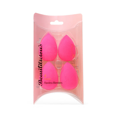 Teardrop 4 Pcs Flawless Blenders Pink by Beautilicious, ultra-soft makeup sponge set for flawless blending