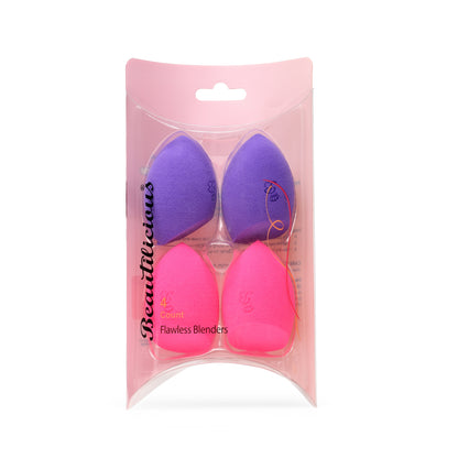 Bake Cut 4 Pcs Flawless Blenders Multicolor by Beautilicious, ultra-soft makeup sponge set