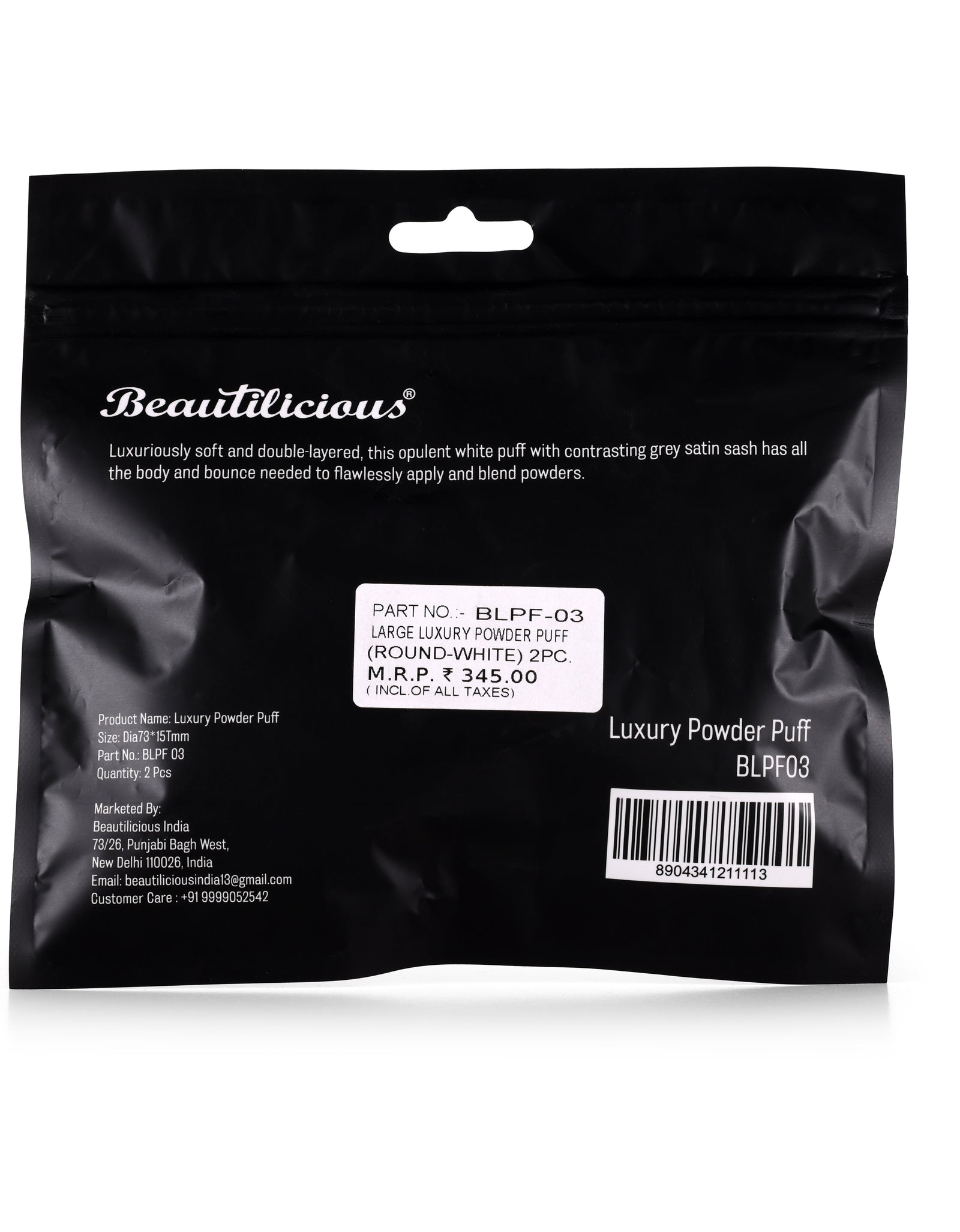 Large Round Shaped White Luxury Powder Puff For Makeup Beautilicious