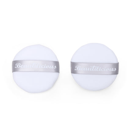 Ultra-soft white round powder puff by Beautilicious