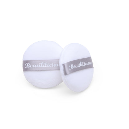 Beautilicious high-quality round white powder puff for loose and compact powder