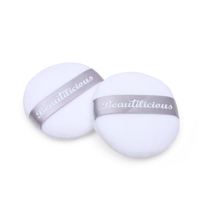 Beautilicious soft round powder puff in white for flawless finishing touch