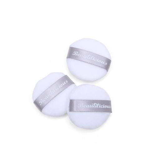 Beautilicious mini round white powder puff